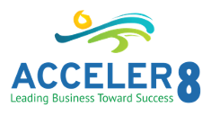 Acceler8 logo with caption "Leading Business Towards Success"